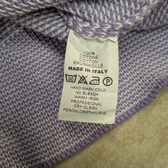 100% Cotton Lavender And White V-Neck Knit Men's Sweater Size Large - Picture 8 of 8